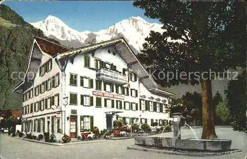 Wilderswil Hotel Baeren mit Moench und Jungfrau Brunnentrog Kat. Wilderswil