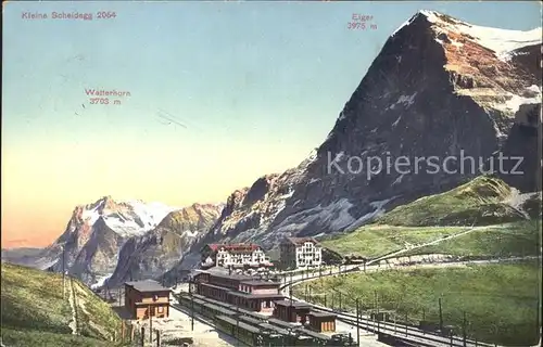 Kleine Scheidegg Wengen mit Jungfraubahn Wetterhorn und Eiger Kat. Scheidegg Kleine