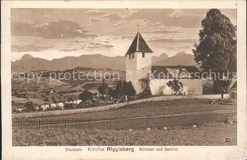 Riggisberg Kirche Stockhorn Nuenenen und Gantrist Kat. Riggisberg