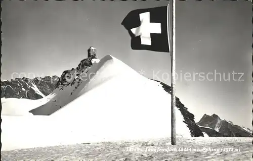 Jungfraujoch mit Sphinx Flagge Kat. Jungfrau