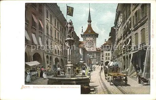 Bern BE Zeitglockenturm und Baerenbrunnen Kat. Bern