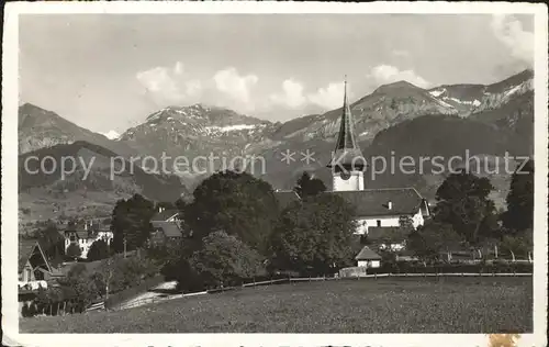 Aeschi BE Kirche und Alpen / Aeschi Spiez /Bz. Frutigen