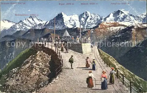 Niesen Kulm mit Eiger Moench Jungfrau Aussichtsplattform Kat. Niesen Kulm