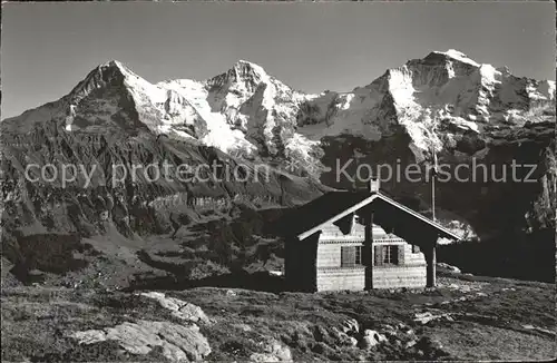 Isenfluh Lobhornhuette mit Eiger Moench Jungfrau Kat. Isenfluh