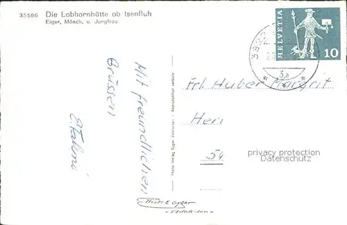 Isenfluh Lobhornhuette mit Eiger Moench Jungfrau Kat. Isenfluh