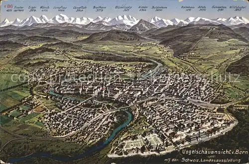 Bern BE Aus der Vogelschau mit Schweizer Landesausstellung Alpenpanorama Kat. Bern