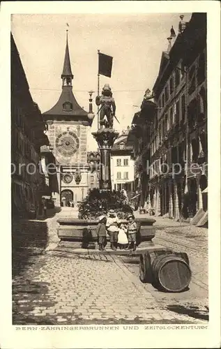 Bern BE Zaehringerbrunnen und Zeitglockenturm Kat. Bern