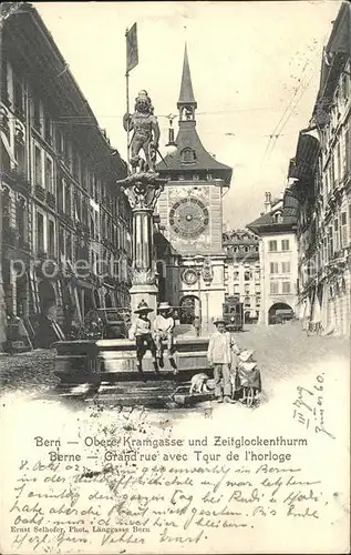 Bern BE Obere Kramgasse Brunnen und Zeitglockenturm Kat. Bern