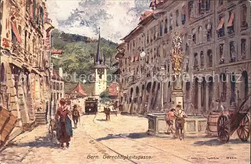 Bern BE Gerechtigkeitsgasse Brunnen Zeitglockenturm Kat. Bern