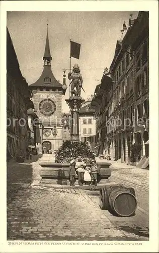 Bern BE Zaehringerbrunnen und Zeitglockenturm Kat. Bern