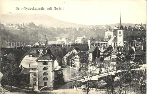 Bern BE Nydeckquartier mit Gurten Kat. Bern