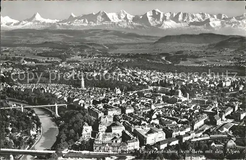 Bern BE Fliegeraufnahme Alpenpanorama Kat. Bern