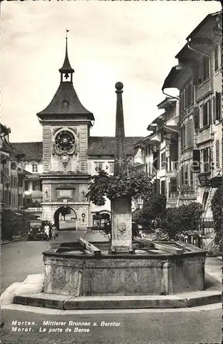 Murten Morat Mittlerer Brunnen und Berntor Kat. Murten