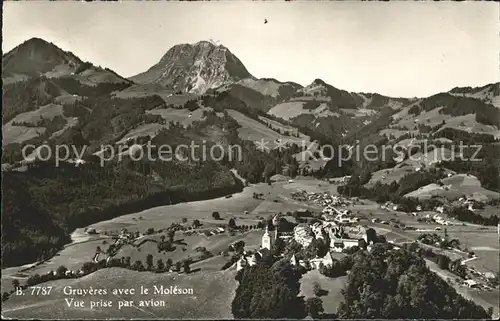 Gruyeres FR avec le Moleson Vue aerienne Kat. Gruyeres