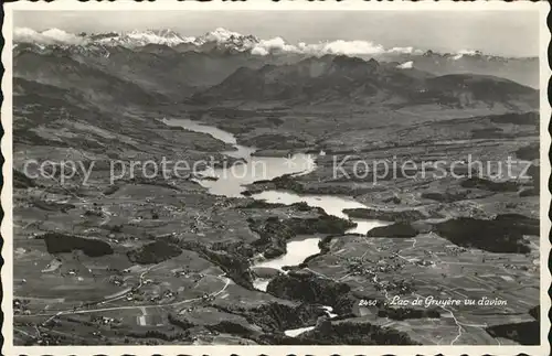 Gruyeres FR Lac de Gruyeres vue aerienne Kat. Gruyeres