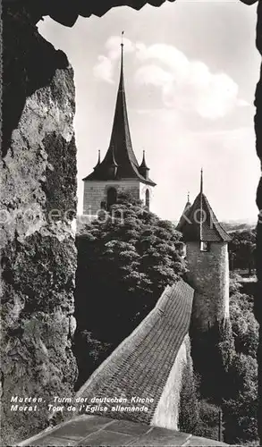 Murten Morat Turm der dt Kirche Kat. Murten