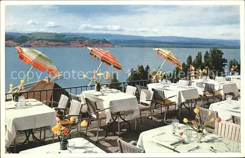 Murten Morat Hotel Weisses Kreuz Terrasse Kat. Murten