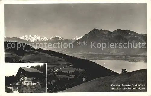 Goldiwil Pension Abendruh mit Blick auf See und Alpen Kat. Goldiwil