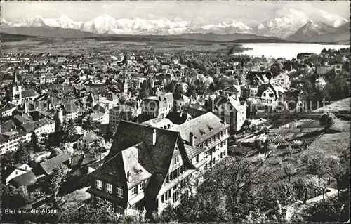 Biel Bienne Stadtblick mit Alpenpanorama Kat. Biel