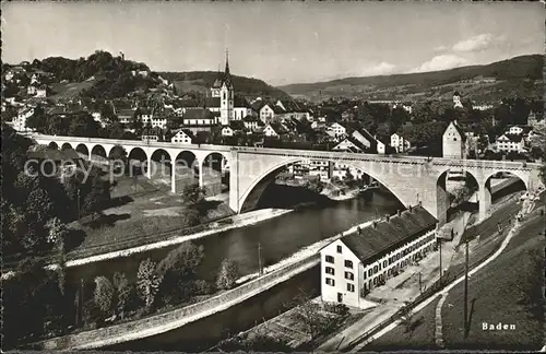 Baden AG Stadtblick mit Limmatbruecke Kat. Baden