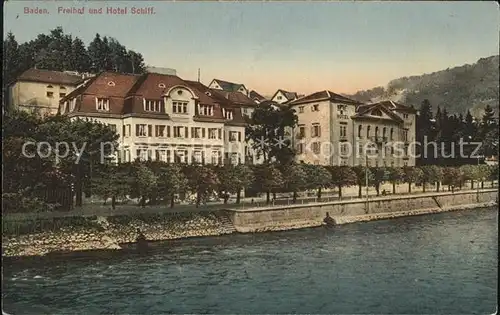 Baden AG Freihof und Hotel Schiff an der Limmat Kat. Baden