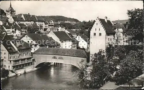 Baden AG Limmatbruecke Panorama Kat. Baden