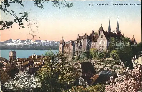 Neuchatel NE Le Chateau et les Alpes / Neuchatel /Bz. NeuchÃ¢tel