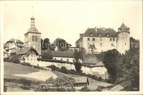 Gruyeres FR Le Chateau et l Eglise Kat. Gruyeres