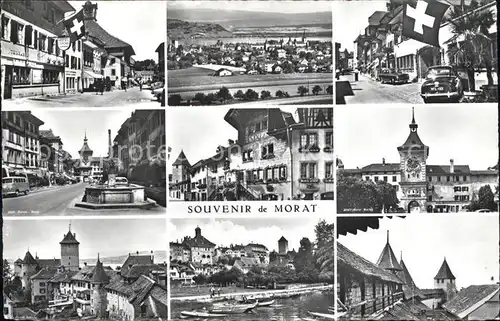 Murten Morat Panorama Hauptgasse Berntor Hafen Schloss Ortsansichten Kat. Murten