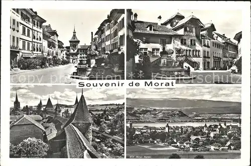 Murten Morat Hauptgasse Berntor Brunnen Ringmauer Panorama Kat. Murten