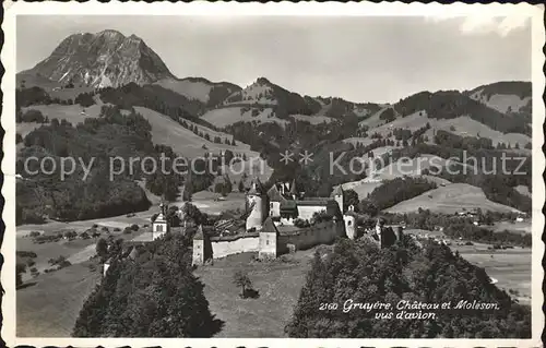 Gruyeres FR Chateau et Moleson Vue aerienne Kat. Gruyeres