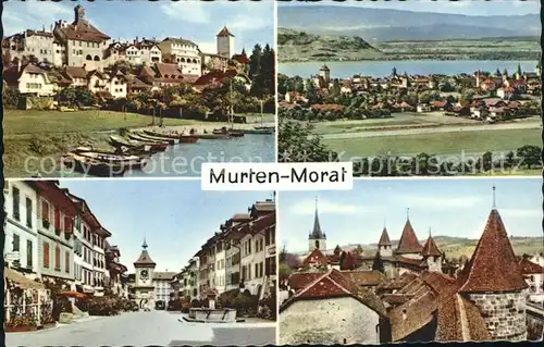 Murten Morat Panorama Hafen Hauptgasse Berntor Ringmauer Kat. Murten