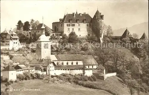 Gruyeres FR Chateau et Eglise Kat. Gruyeres