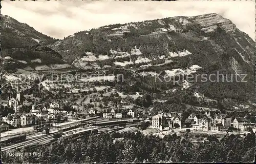 Goldau mit Rigi Ortsansicht Bahnhof Kat. Goldau