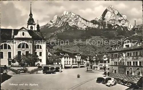 Schwyz Dorfpartie Kirche Mythen Kat. Schwyz