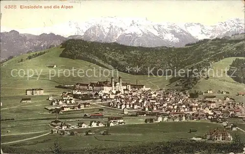 Einsiedeln SZ Totalansicht mit Alpen / Einsiedeln /Bz. Einsiedeln