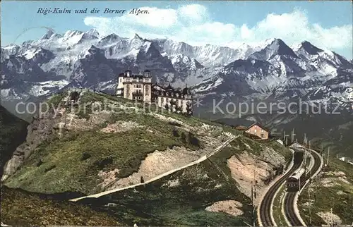 Rigi Kulm mit Berner Alpen und Rigibahn Kat. Rigi Kulm