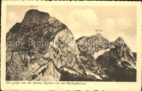 Schwyz Gr und Kl Mythen von der Rothenfluh aus Kat. Schwyz