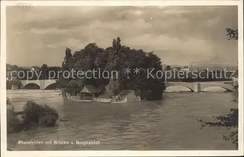 Rheinfelden AG mit Bruecke und Burgkastell Kat. Rheinfelden