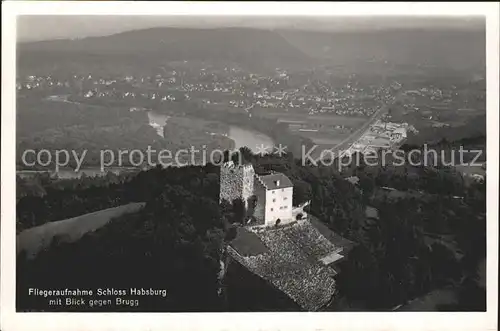 Brugg AG Fliegeraufnahme mit Schloss Habsburg Kat. Brugg