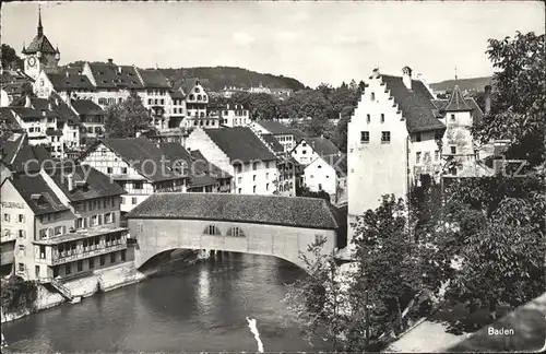 Baden AG Landvogteischloss Bruecke Limmat Kat. Baden