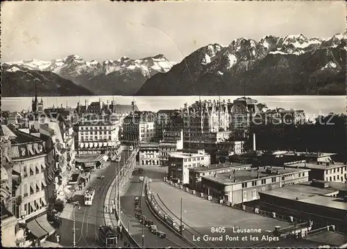 Lausanne VD Le Grand Pont et les Alpes / Lausanne /Bz. Lausanne City