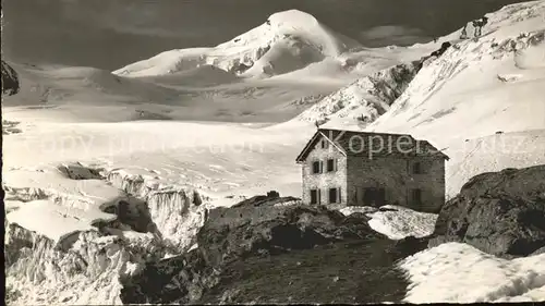 Saas Fee Berggasthaus Langefluh mit Allalinhorn und Feegletscher Kat. Saas Fee