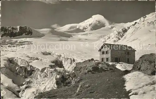 Saas Fee Berggasthaus Langefluh mit Allalinhorn und Feegletscher Kat. Saas Fee