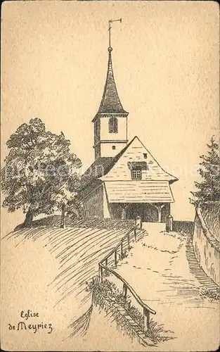 Meyriez Eglise Zeichnung Kat. Meyriez