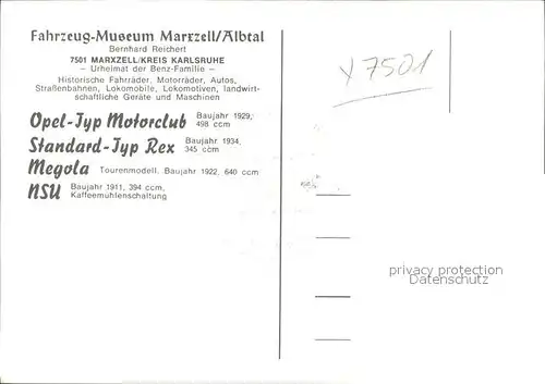Marxzell Fahrzeug Museum Motorad Kat. Marxzell