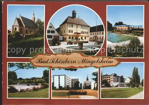 Mingolsheim Schwimmbad Kirche Brunnen Kat. Bad Schoenborn