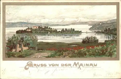 Insel Mainau Panorama Kuenstlerkarte Kat. Konstanz Bodensee