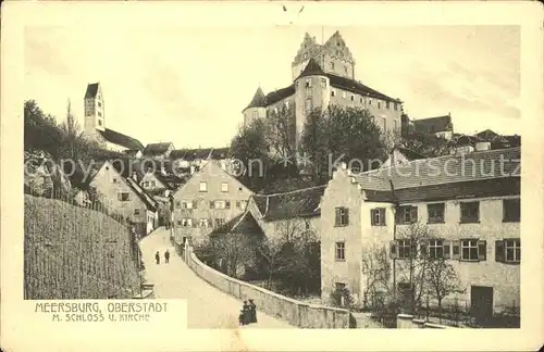 Meersburg Bodensee Oberstadt mit Schloss und Kirche Kat. Meersburg