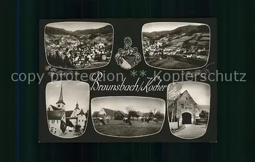 Braunsbach Wuerttemberg Panorama Kirche Viehweide Bruecke Kat. Braunsbach